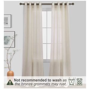 Tan Beige Bronze Grommet Linen Blend Sheer Curtains 52x96 Inch Length